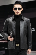 BL-DK6898海宁冬季新款男式羽绒皮衣男头层油蜡牛皮皮衣P650，男装皮衣，电商B360