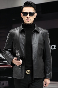 BL-DK6898海宁冬季新款男式羽绒皮衣男头层油蜡牛皮皮衣P650图片