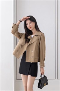 韩系短款风衣,女装风衣,百妹仟红