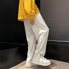 K60-P45早秋脚口开叉直筒宽松条纹休闲裤男女大码拖地长裤控68，男装休闲裤，电商B369（原A024）