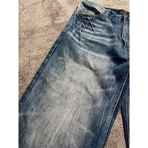 闪电爆裂纹牛仔裤洗直筒微喇街头牛仔长裤男女款 网图nzk5114-p55图片