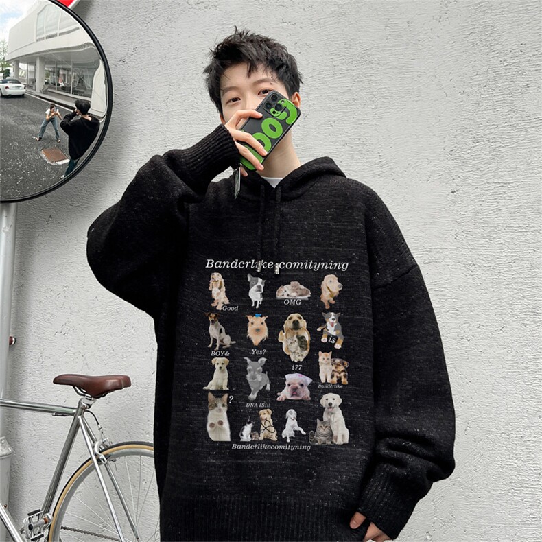 高品秋冬季连帽毛衣男复古慵懒风针织衫毛衣外套MYL3317-P65控88,男装针织衫/毛衣,电商B370