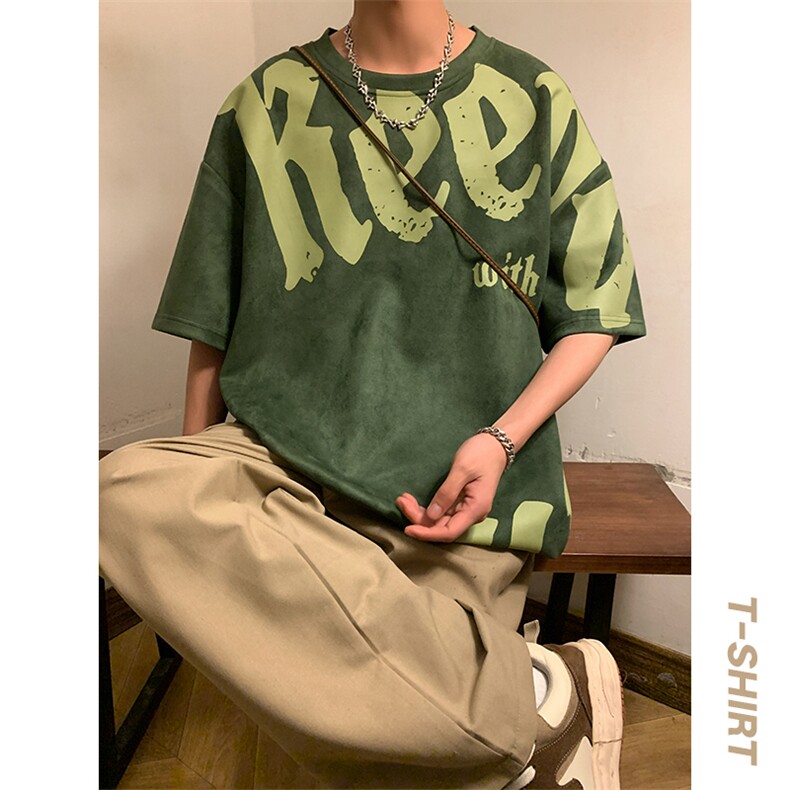 新款短袖男港风暖夏季T恤休闲百搭印花圆领T恤男上衣TC3137-P35图片