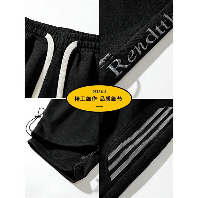 春季潮流美式高街垂感褶皱设计三条杠宽松直筒长裤A436-817-P35,男装休闲裤,电商A436