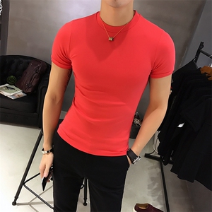 【常年有货】5111夏季休闲潮流百搭纯色圆领修身纯棉短袖T恤男p30图片