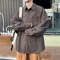 秋冬新款复古港味日系宽松长袖格子衬衫男休闲外套C907，男装衬衫，星座1116A-1（原606A）