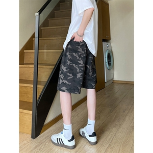 夏季复古迷彩工装宽松阔腿直筒五分休闲短裤男 K5916-特P35 控59图片