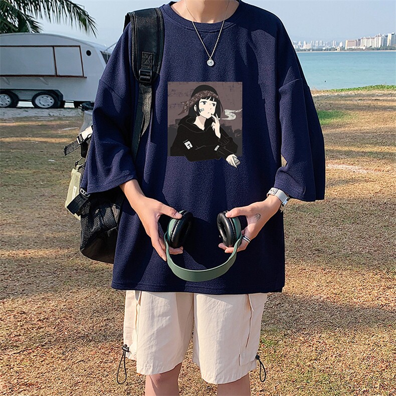 Q11122-P30春夏季七分袖t恤男大码五分袖男短袖中袖,男装T恤,电商A040