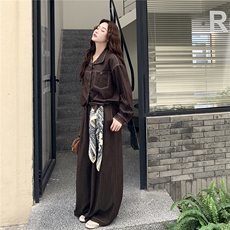 新款咖色休闲套装5881-P165K238，女装套装/套裙，2C332