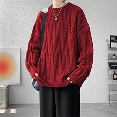8XL-M麻花毛衣男宽松大码慵懒风情侣圆领针织衫线衣外套MY1512P65，男装针织衫/毛衣，电商B238