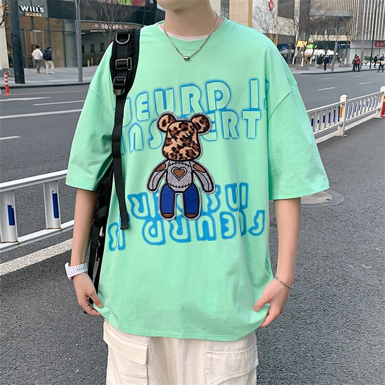 得物抖音40支双纱高品质休闲半袖纯棉印花短袖T恤男女T7226-P40,男装T恤,电商A441-1