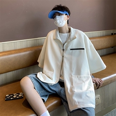 夏季新款潮牌ins休闲宽松衬衣慵懒百搭潮流衬衫男现货W8172-P33，男装衬衫，星座512-4