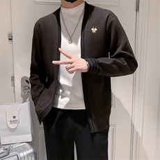 秋季新款针织开衫男小蜜蜂绣花男式外套夹克韩版修身毛衣M802，男装针织衫/毛衣，星座1116A-2（原606A-1）