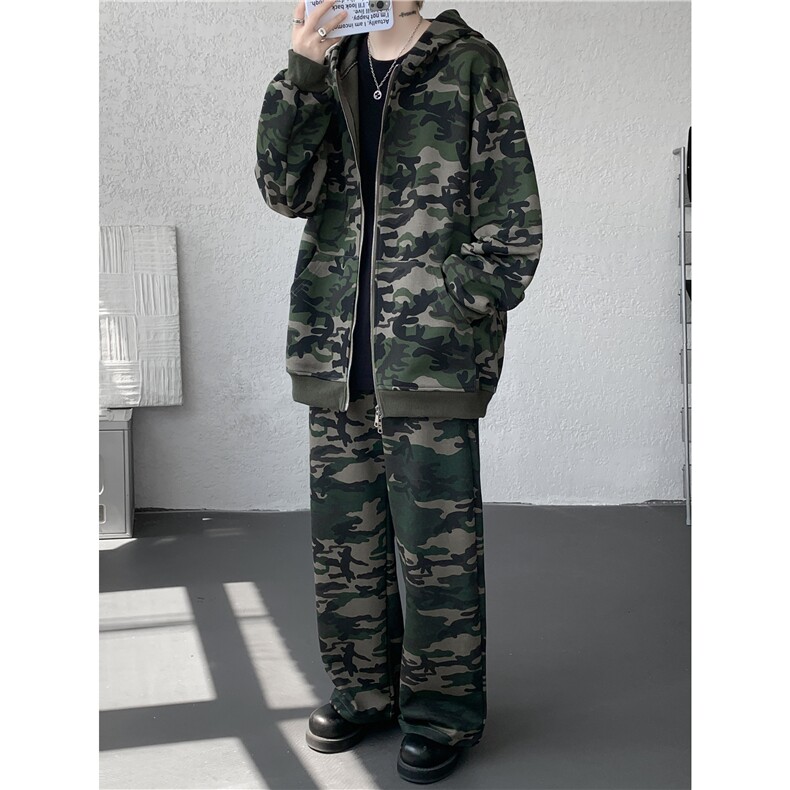 25秋季打工人卫衣卫裤棉街头时尚重磅迷彩套装TZ01/P108,男装休闲套装,电商B318