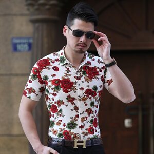 夏季男短袖花衬衫半袖加大潮男韩版花色衬衫205p50模图片