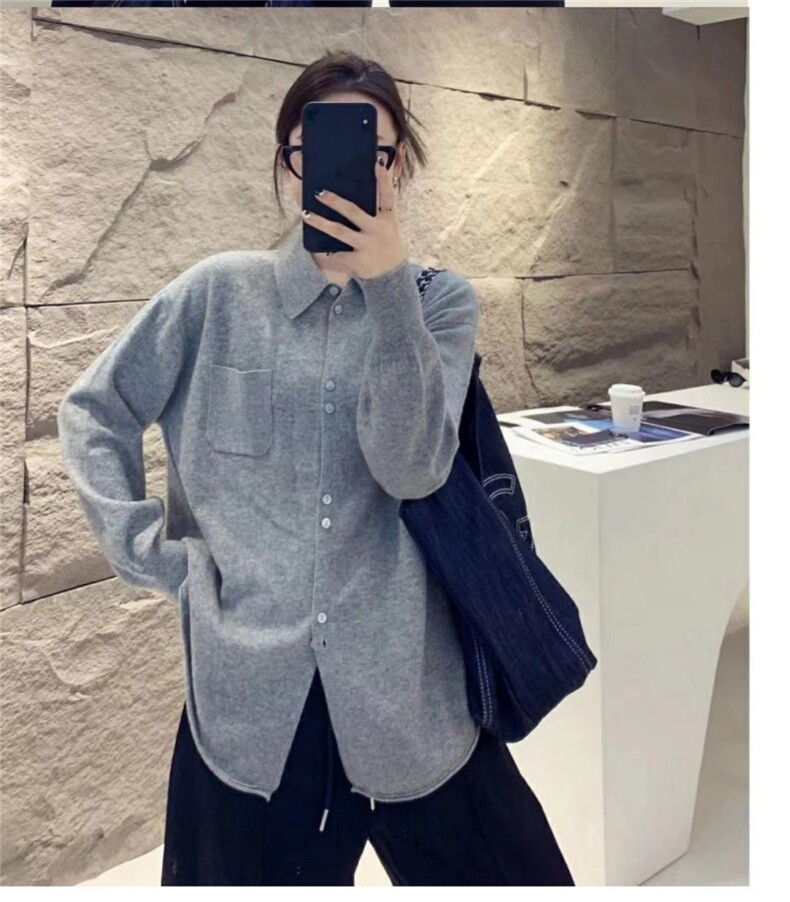 秋冬新款口袋开衫纯色单排扣针织衫时尚百搭,针织衫/毛衣,众美斯特