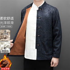 常货高品质中老年山羊绒含加绒唐装套装男中年唐装外套，男装休闲套装，钱塘723