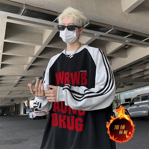 抖音得物供货 提供视频 秋冬重磅美式宽松织带圆领卫衣0717图片