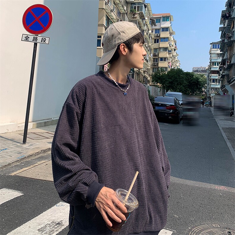 WY871-P40港风华夫格开叉拉链圆领卫衣,男装卫衣,星座1501-1