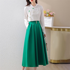 2025年春装时尚高腰显瘦A字半身裙女春秋季新款百搭气质优雅大摆，女装套装/套裙，卡杰菲