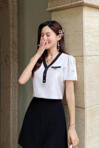 夏季新款V领百搭小衫，女装，田间晨露