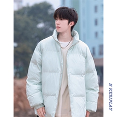 胖胖哥休闲风立领百搭纯色棉衣男冬季加厚保暖大码宽松外套棉服，男装棉衣，电商A102