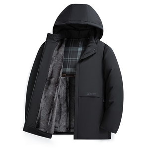 冬季棉衣外套男士短款加绒内里棉袄连帽可拆卸中老年爸爸装棉服图片