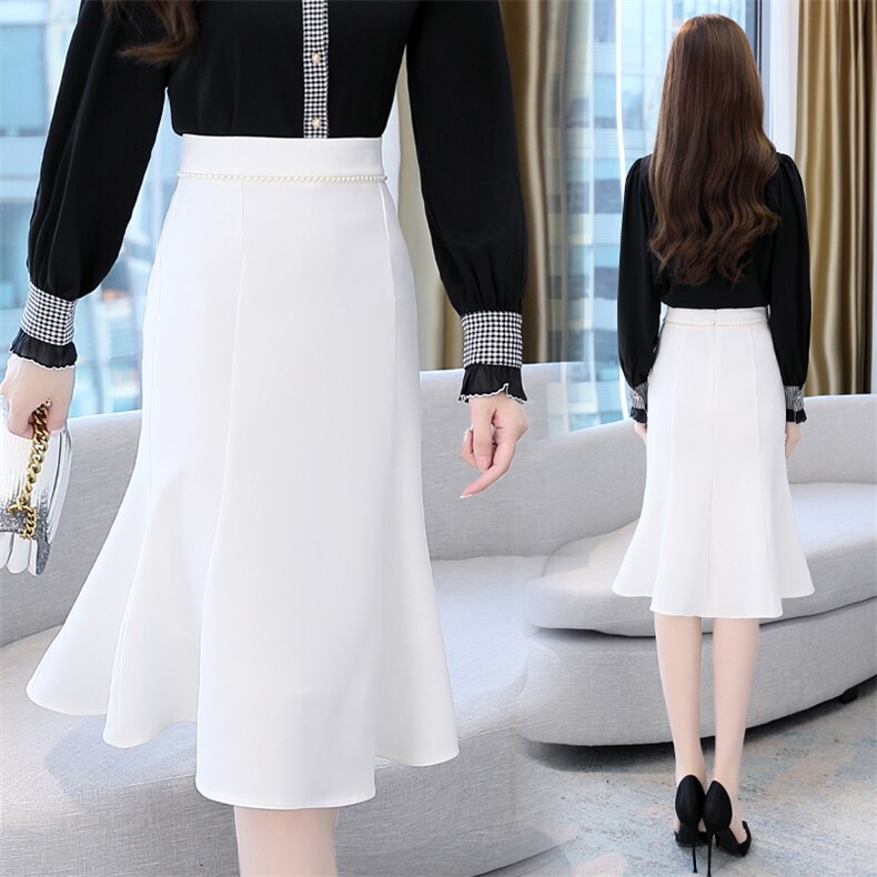 早秋连衣裙女2022新款时尚高级感职业气质女神范鱼尾裙，女装半身裙，卡杰菲