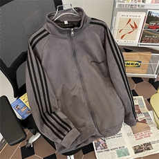 鹿皮绒夹克男拼色三条干高街韩版潮2024春季新款ins外套W5735-P55，男装夹克，星座412-2