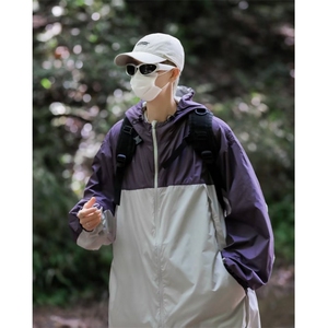 夏季户外轻薄防晒服拼接连帽薄款皮肤衣男女同款 W9312图片