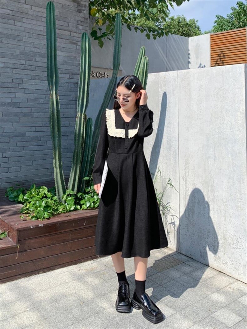 秋装连衣裙，女装连衣裙，澜色调