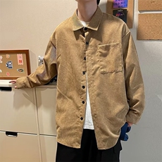 春秋灯芯绒衬衫男长袖休闲宽松港风日系韩版潮流百搭帅气外套C070，男装衬衫，星座601-2