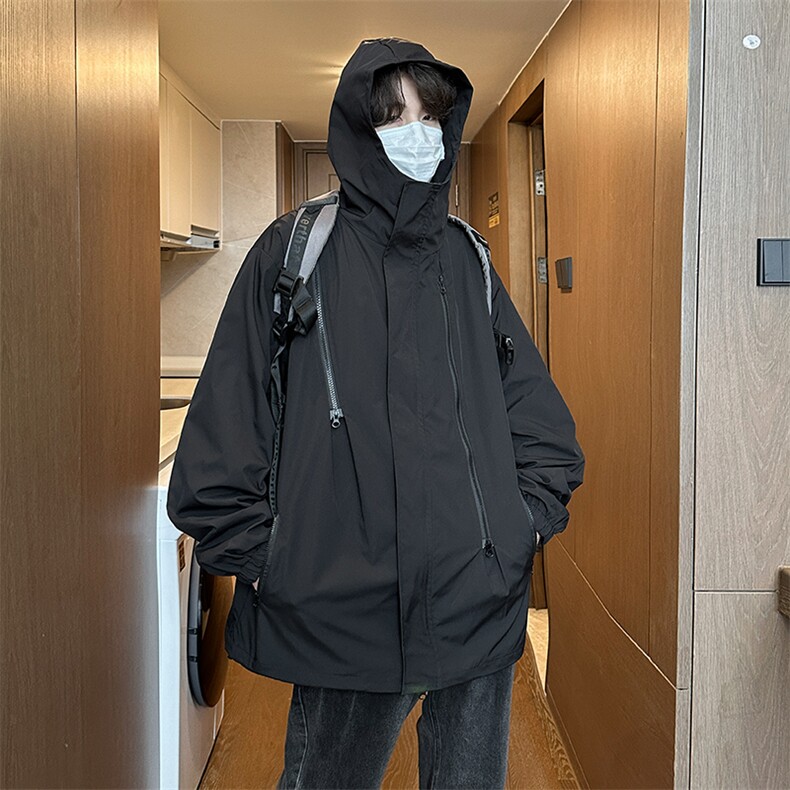 港风美式vibe潮流宽松连帽冲锋衣夹克男潮XZ213-JK6601-P65控88,男装夹克,星座213
