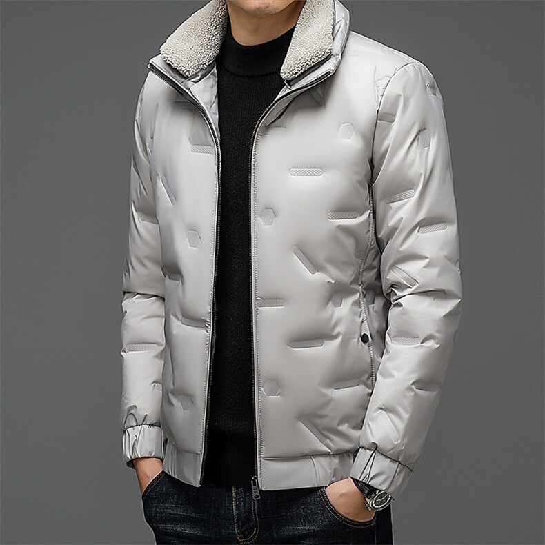 翻领可脱卸毛领羽绒服男2023新款冬季加厚保暖上衣中年休闲外套,男装羽绒服,电商B212（原钱塘6029）