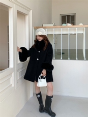 冬上新！秋冬高级感独特超好看千金穿搭斗篷羊毛外套配真狐狸毛，女装羊绒大衣，依嘟服饰