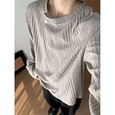 老钱风针织卫衣男款秋季美式慵懒风长袖t恤设计感内搭打底衫TS25，男装T恤，星座1116A（原606A-3）