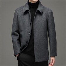 冬季休闲羊毛尼子冬纯色中年男毛呢大衣外套爸爸装YYN1503-p180，男装毛呢大衣，电商B212（原钱塘6029）