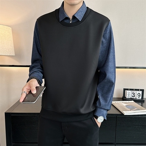 假两件衬衫领卫衣男士春秋潮流上衣男装拼接长袖打底衫XF1016-P80图片