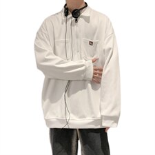 半拉链polo衫卫衣秋冬季加绒加厚上衣潮流ins宽松外套EW2169-P33，男装卫衣，星座512-4