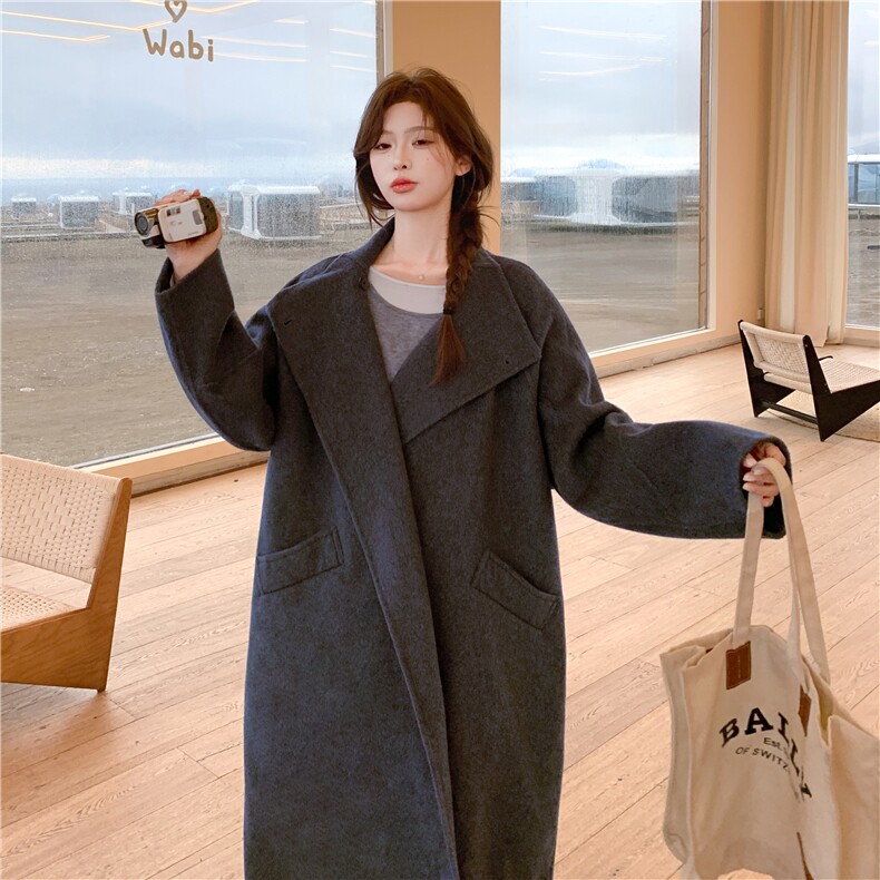 "Boom新品现货”2C030-9095韩版立体剪裁双面全羊毛大衣P330-K488,女装毛呢外套,2C030