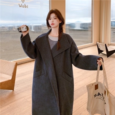 "Boom新品现货”2C030-9095韩版立体剪裁双面全羊毛大衣P330-K488，女装毛呢外套，2C030