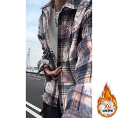 美式长袖宽松格子衬衫休闲内搭衬衣高级感翻领外套男CJ9741-特P42，男装衬衫，电商A007