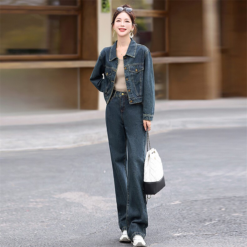欧货爆款牛仔套装女2025春秋新款干练气质高端工装活泼减龄两件套,女装套装/套裙,意芙
