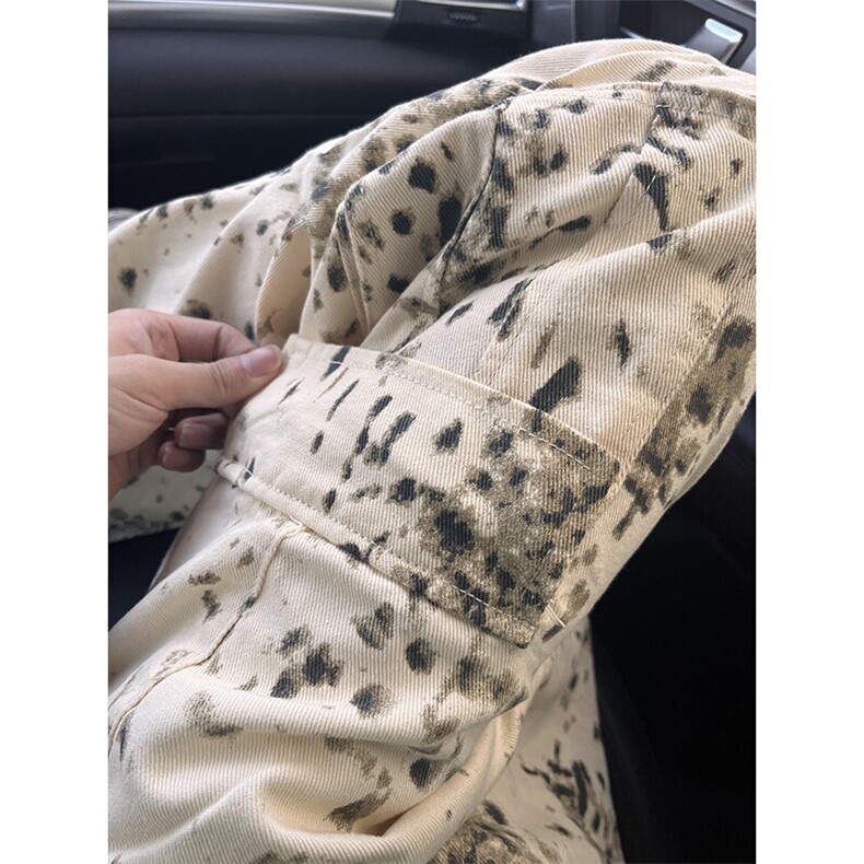 美式高街潮牌扎染宽松阔腿裤子潮嘻哈直筒工装裤KZ6155特P57,男装工装外套,星座908-1