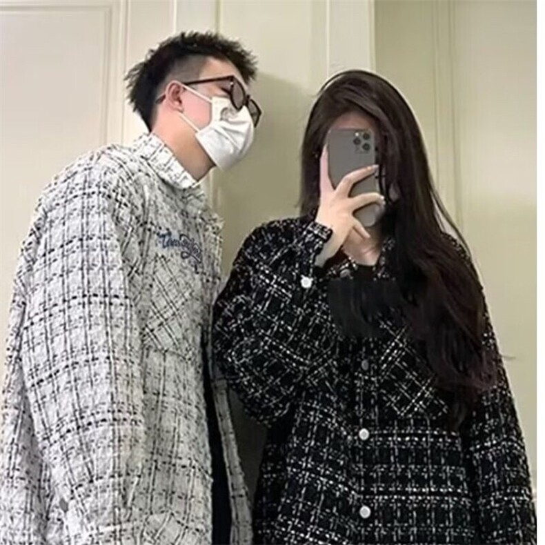 潮小香风外套男秋季新款轻熟高级感工装上衣千鸟格潮牌开衫夹克图片