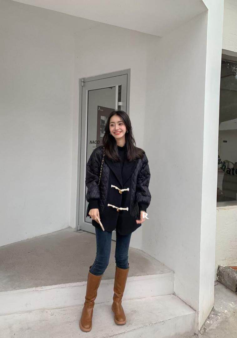 3096档意妹冬季拼接牛角扣外套，其它，意妹EAMEI