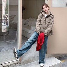 设计感工装风随性连帽加厚短外套2C212-G190-P195-K288，女装棉衣/棉服，2C212