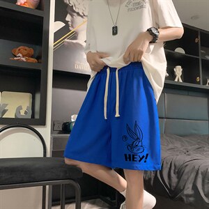 HD74179-P22 华夫格短裤男大码宽松五分裤男直筒中裤图片