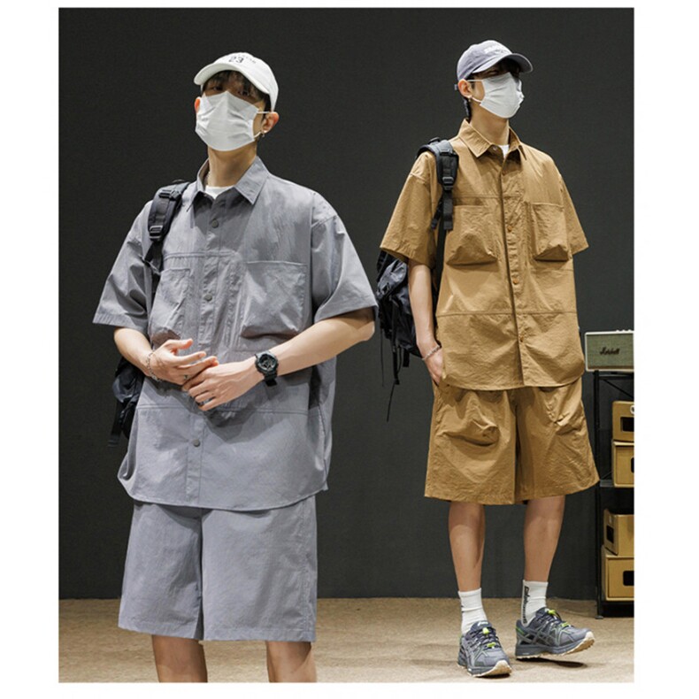 短袖衬衫男新款夏季薄款透气搭配一套短裤宽松翻领衬衣TZ071-P88,男装牛仔裤,星座308B-2