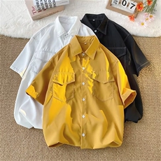 短袖衬衫男夏季港风潮牌宽松休闲百搭工装外套男生上衣服S715-p39，男装衬衫，星座601-2